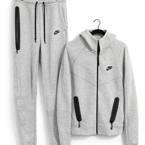 Nike Tech Fleece Set Gray Medium Hoodie Joggers Mens Clean